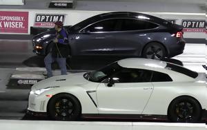 Tesla Model 3, Nissan GT-R Nismo, 400άρι, Tesla Model 3, Nissan GT-R Nismo, 400ari