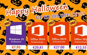 Happy Halloween, Windows 10 Pro, €7 95, Office 2016 Pro €20 81