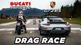 Porsche 911 GT2 RS Vs Ducati Panigale V4 S, 400άρι,Porsche 911 GT2 RS Vs Ducati Panigale V4 S, 400ari