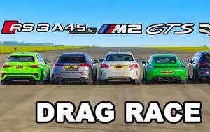 Audi RS3 Vs AMG A45 Vs BMW M2 Vs Porsche Cayman GTS Vs VW Golf R, Ποιο, Audi RS3 Vs AMG A45 Vs BMW M2 Vs Porsche Cayman GTS Vs VW Golf R, poio