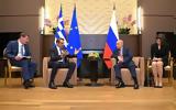 PM Mitsotakis, President Putin,Greek-Russian