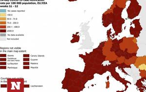 Κορονοϊός - Χάρτης ECDC, Ελλάδα, Ευρώπη, koronoios - chartis ECDC, ellada, evropi