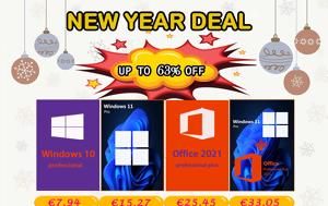 New Year Deal Windows 11 Pro, €15 27, Office 2021 Pro, €25 45