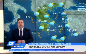 Καιρός 29042022, Βοριάδες, Αιγαίο, kairos 29042022, voriades, aigaio