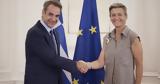 Greek Prime Minister Kyriakos Mitsotakis,EU Executive Vice-President Margrethe Vestager