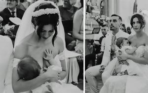 Η πιο τρυφερή εικόνα: νύφη θηλάζει το μωράκι της κατά τη διάρκεια του μυστηρίου