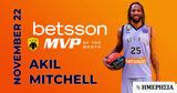 Ακίλ Μίτσελ Betsson MVP Νοεμβρίου,akil mitsel Betsson MVP noemvriou