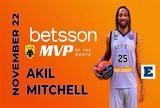 Ακίλ Μίτσελ Betsson MVP Νοεμβρίου,akil mitsel Betsson MVP noemvriou