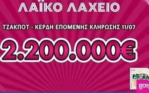 Λαϊκό Λαχείο, Μοιράζει, 2 200 000, 11 Ιουλίου, laiko lacheio, moirazei, 2 200 000, 11 iouliou