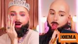 ‘Enough Already’, Maybelline Roasted,Using Bearded Cross-Dresser, Lipstick Ad