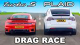 Porsche 911 Turbo S Vs Tesla Model X Plaid,