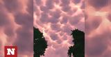 Το υπερθέαμα των μοβ σύννεφων mammatus,