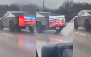 Tesla Cybertruck, Έβαλε 55άρα TV, Tesla Cybertruck, evale 55ara TV