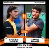 Στέφανος Τσιτσιπάς VS Κάρλος Αλκαράθ 21 15, Roland Garros,stefanos tsitsipas VS karlos alkarath 21 15, Roland Garros