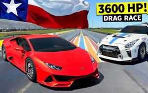 Lamborghini Huracan 2 000, Vs Nissan GT-R 1 600, 400άρι, Lamborghini Huracan 2 000, Vs Nissan GT-R 1 600, 400ari