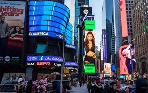 Evangelia, Billboard, Spotify, Times Square