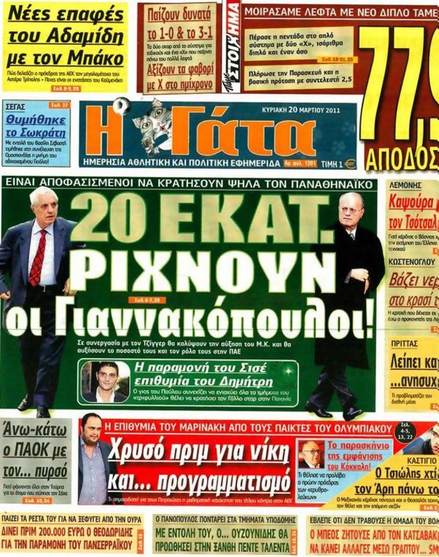 Πρωτοσέλιδο Η Γάτα