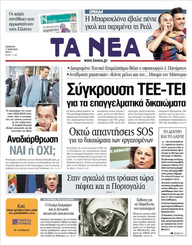 Πρωτοσέλιδο Τα Νέα