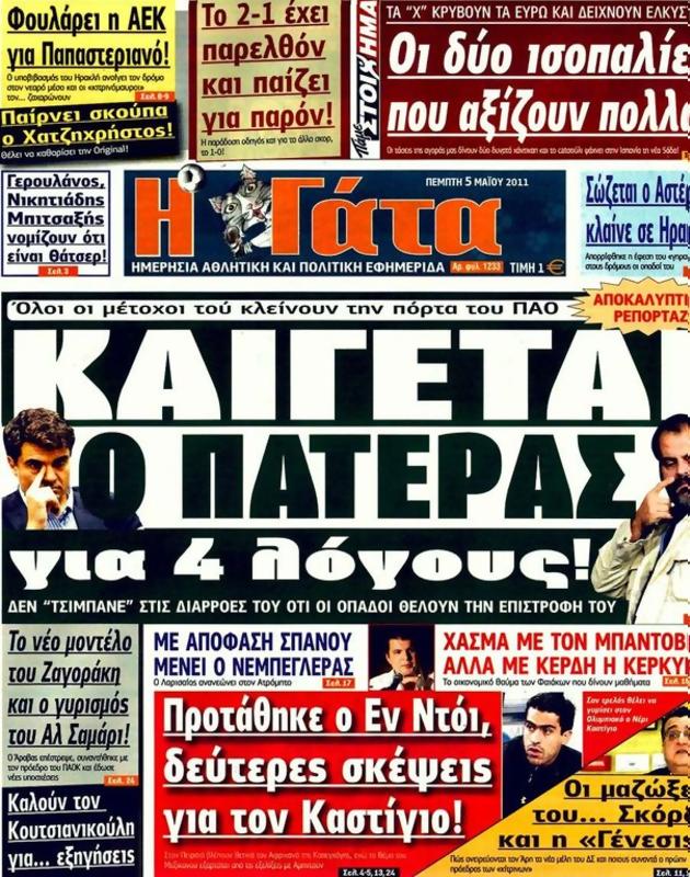 Πρωτοσέλιδο Η Γάτα