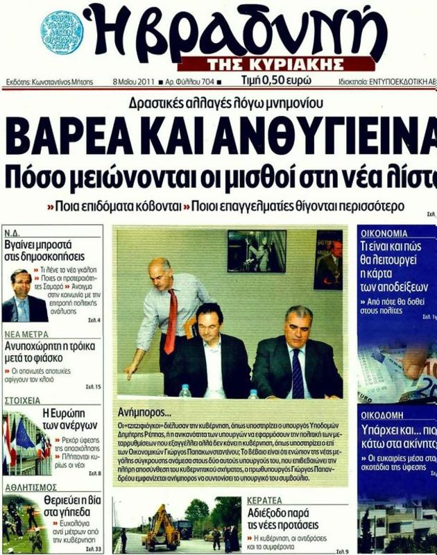 Πρωτοσέλιδο Η Βραδυνή
