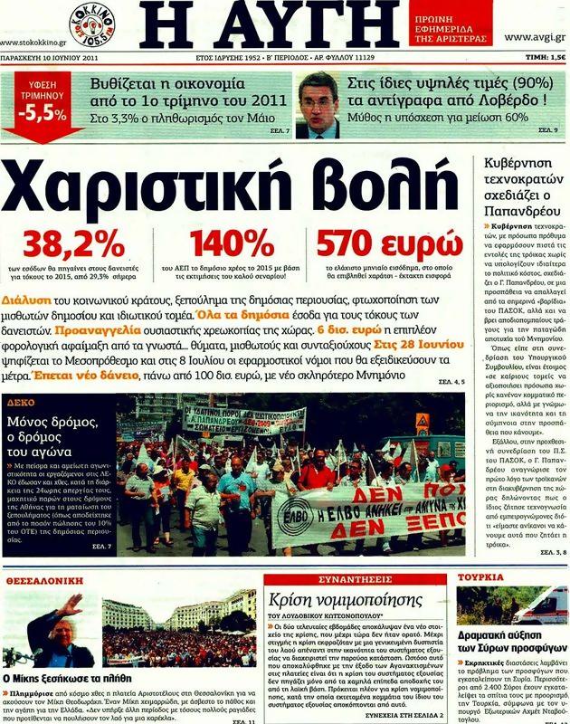 Πρωτοσέλιδο Αυγή