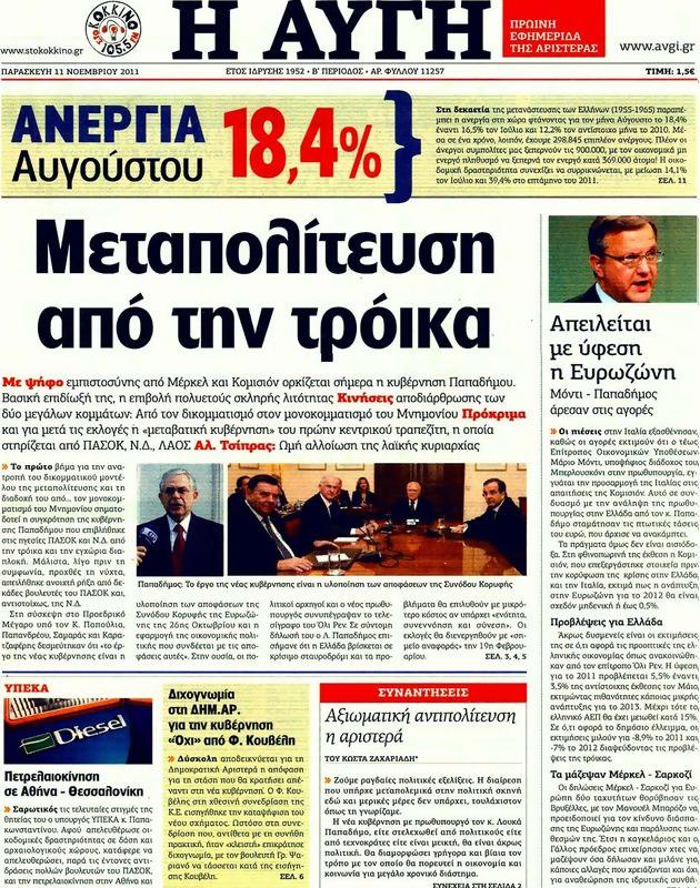 Πρωτοσέλιδο Αυγή