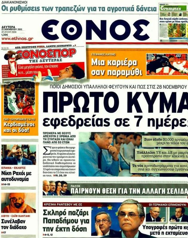 Πρωτοσέλιδο Έθνος