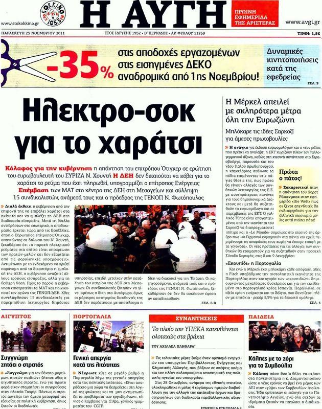 Πρωτοσέλιδο Αυγή