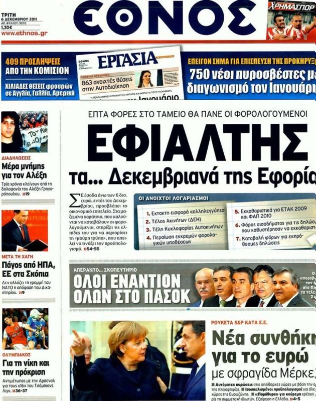 Πρωτοσέλιδο Έθνος