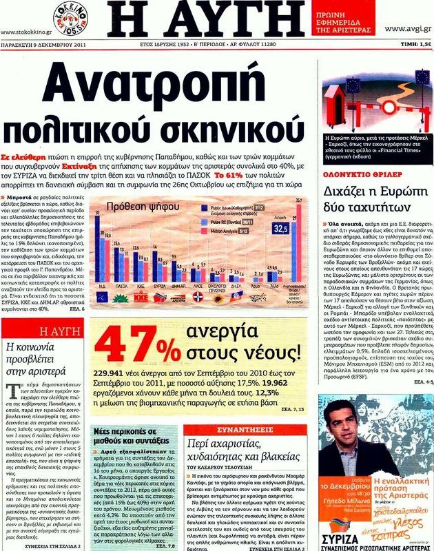 Πρωτοσέλιδο Αυγή