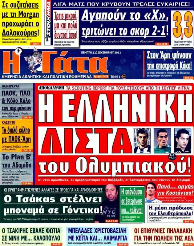 Πρωτοσέλιδο Η Γάτα