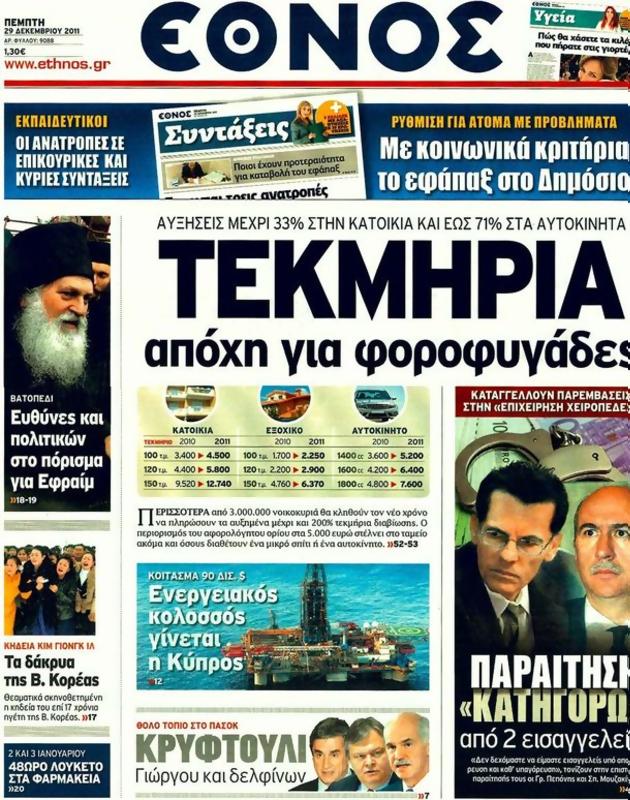 Πρωτοσέλιδο Έθνος