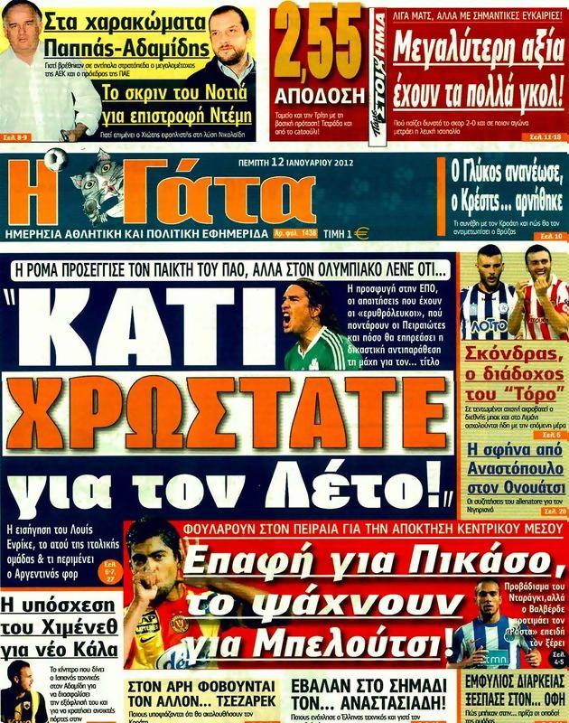 Πρωτοσέλιδο Η Γάτα
