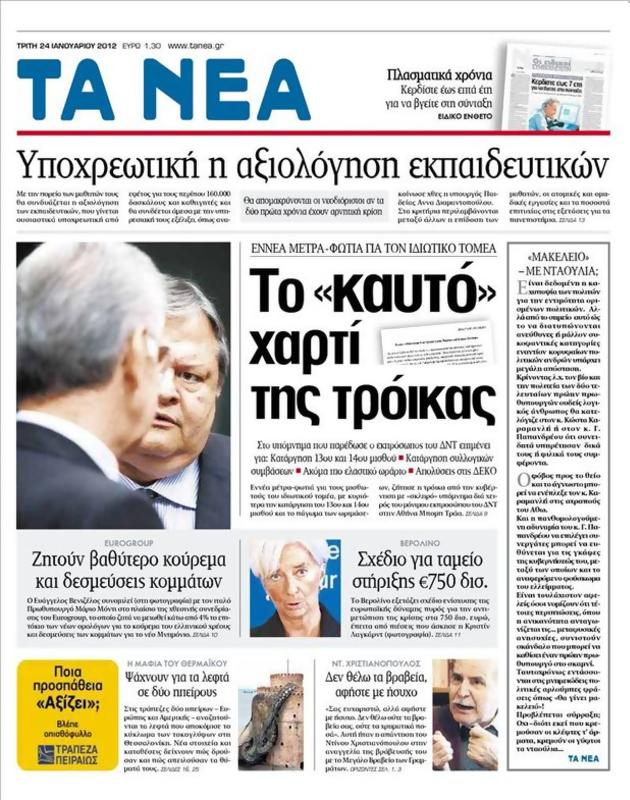 Πρωτοσέλιδο Τα Νέα