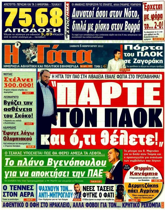 Πρωτοσέλιδο Η Γάτα