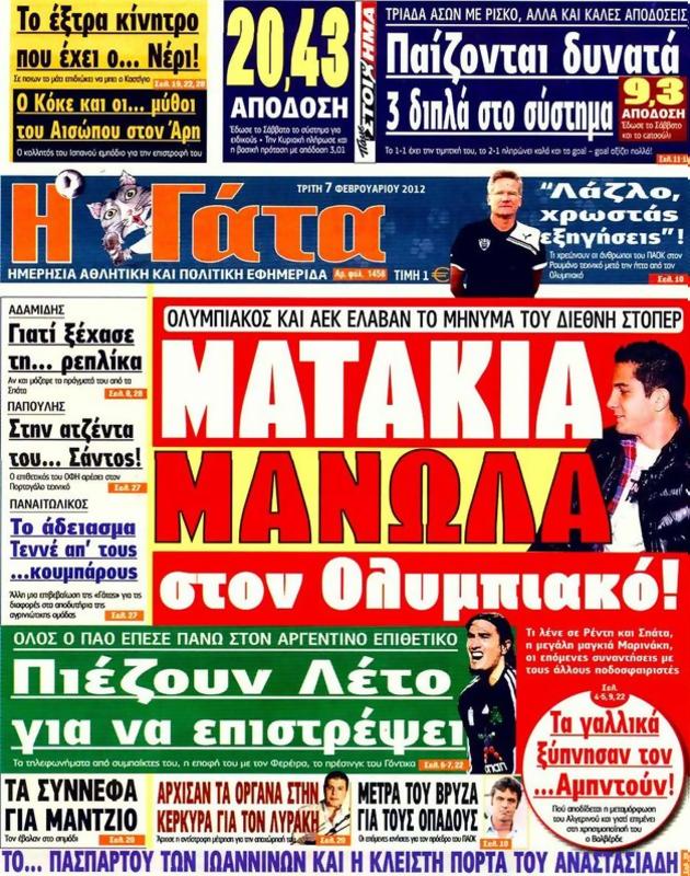 Πρωτοσέλιδο Η Γάτα