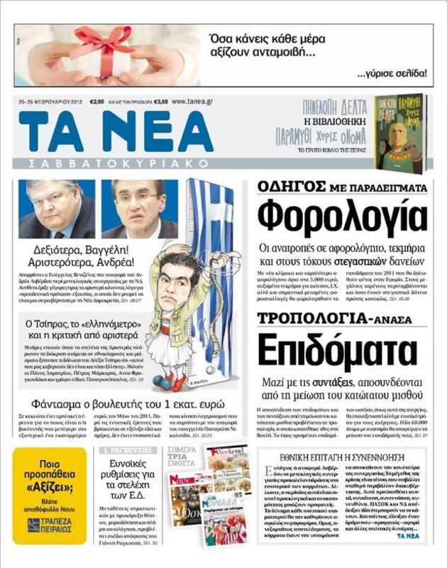 Πρωτοσέλιδο Τα Νέα