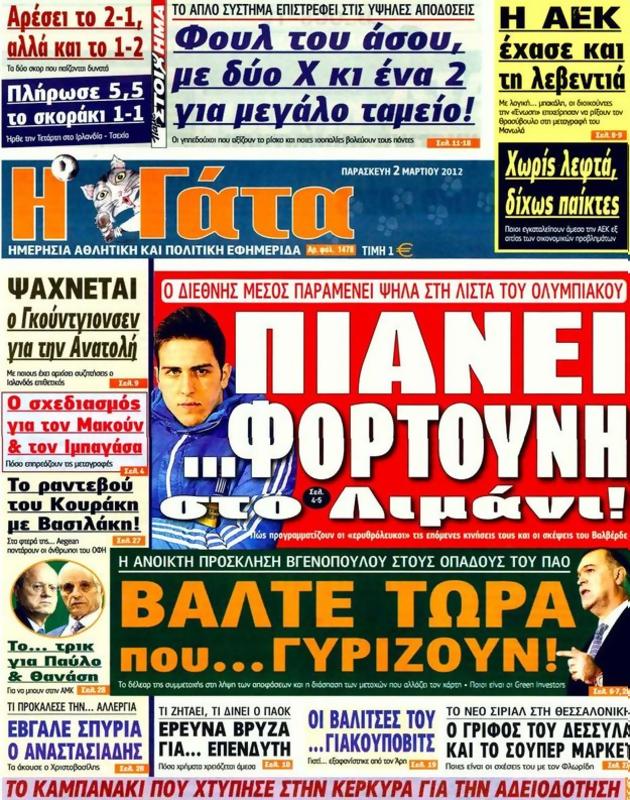 Πρωτοσέλιδο Η Γάτα