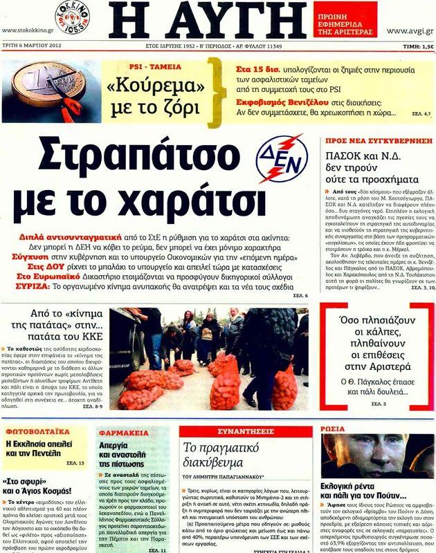 Πρωτοσέλιδο Αυγή