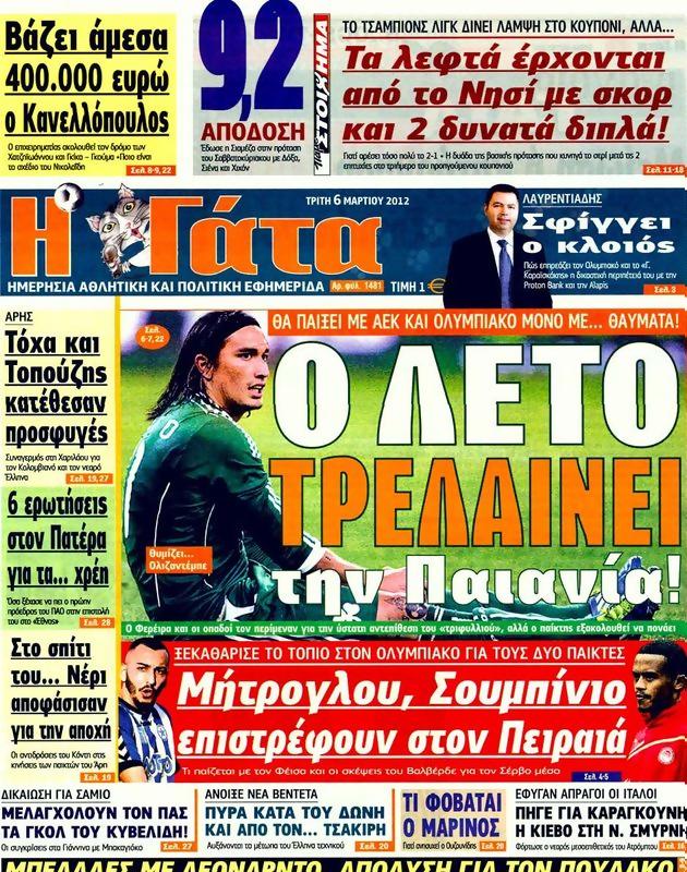Πρωτοσέλιδο Η Γάτα