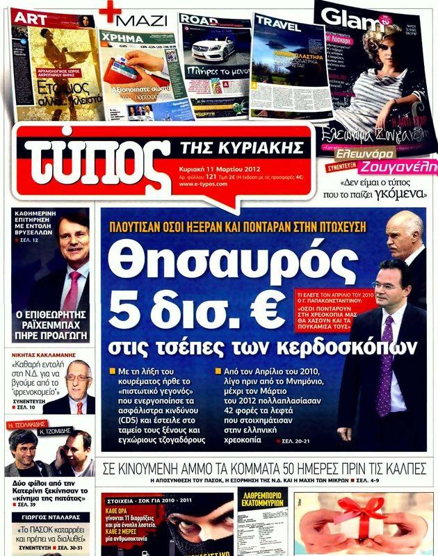 Πρωτοσέλιδο Ελεύθερος Τύπος