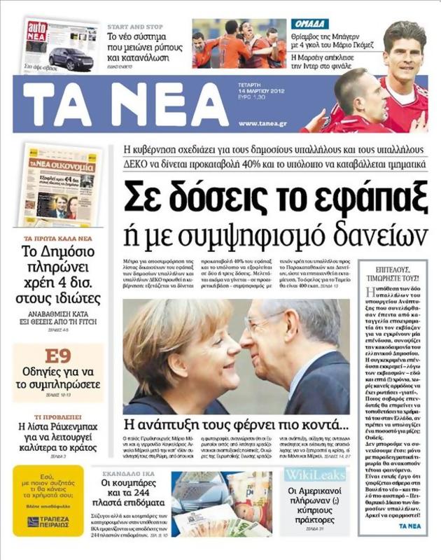 Πρωτοσέλιδο Τα Νέα