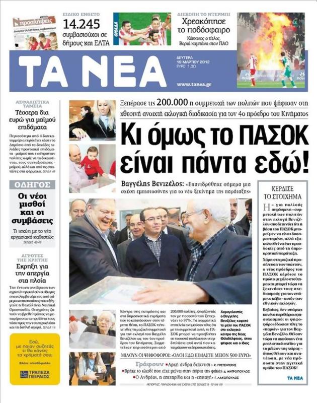 Πρωτοσέλιδο Τα Νέα