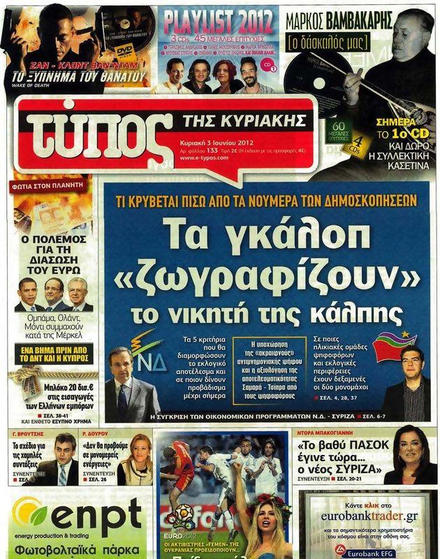 Πρωτοσέλιδο Ελεύθερος Τύπος