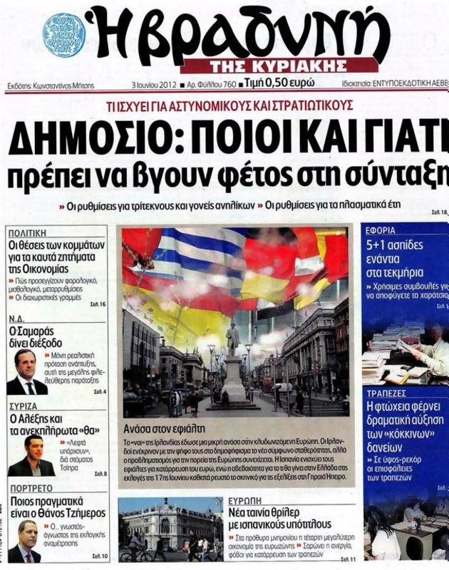 Πρωτοσέλιδο Η Βραδυνή