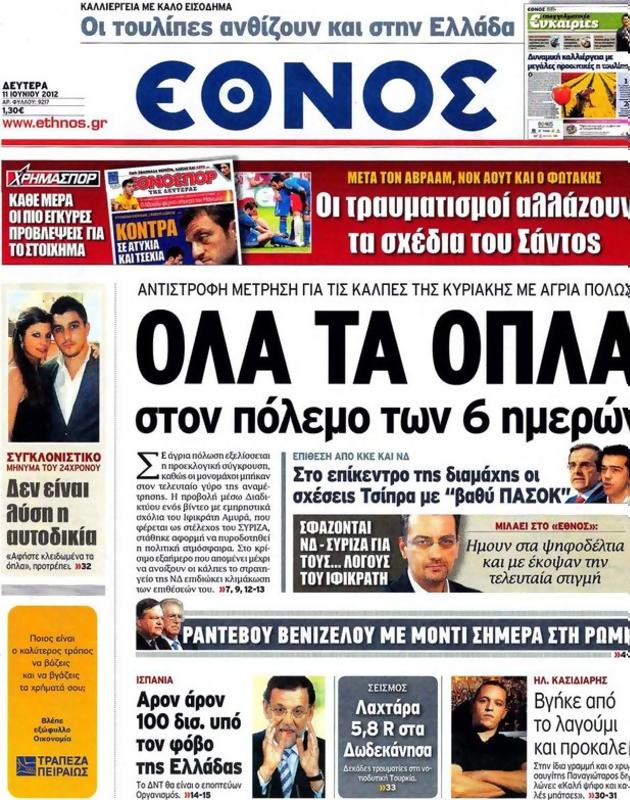 Πρωτοσέλιδο Έθνος