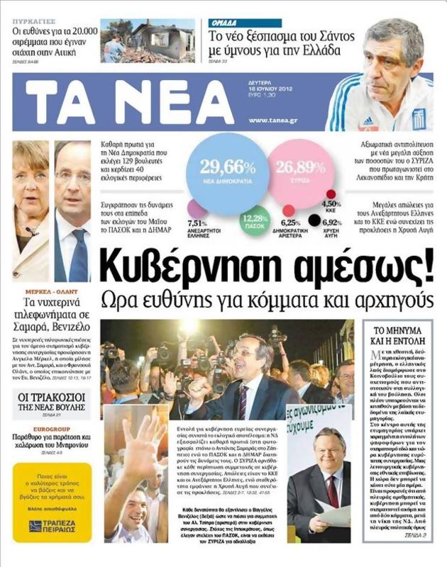 Πρωτοσέλιδο Τα Νέα