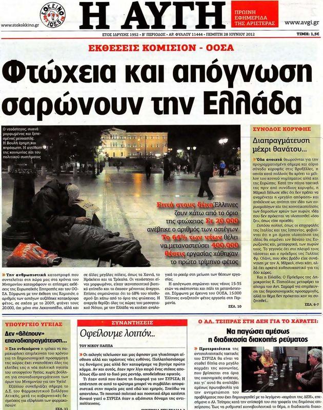 Πρωτοσέλιδο Αυγή