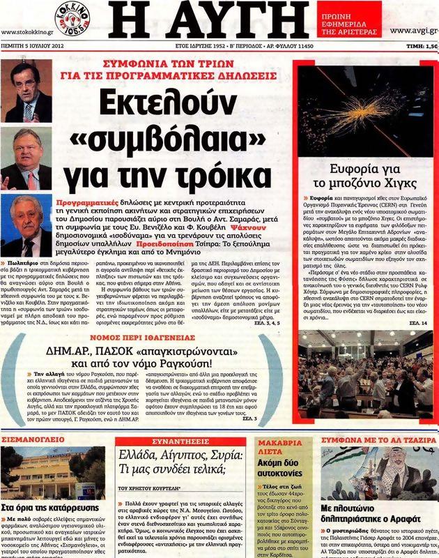Πρωτοσέλιδο Αυγή