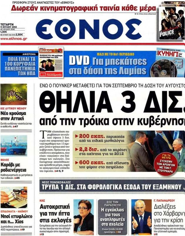 Πρωτοσέλιδο Έθνος